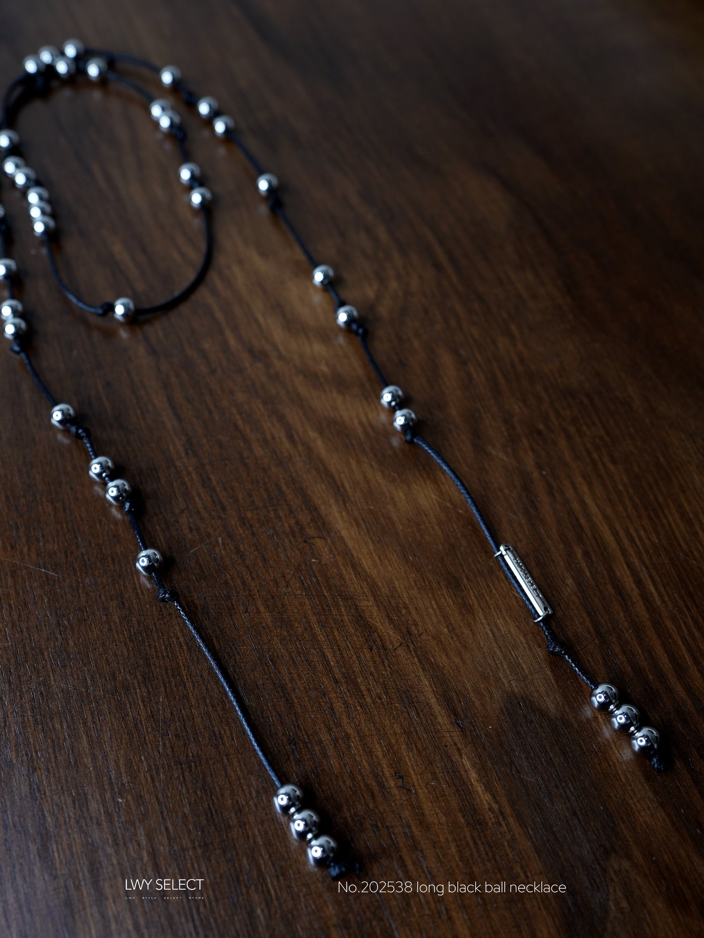 No.202538 long black ball necklace