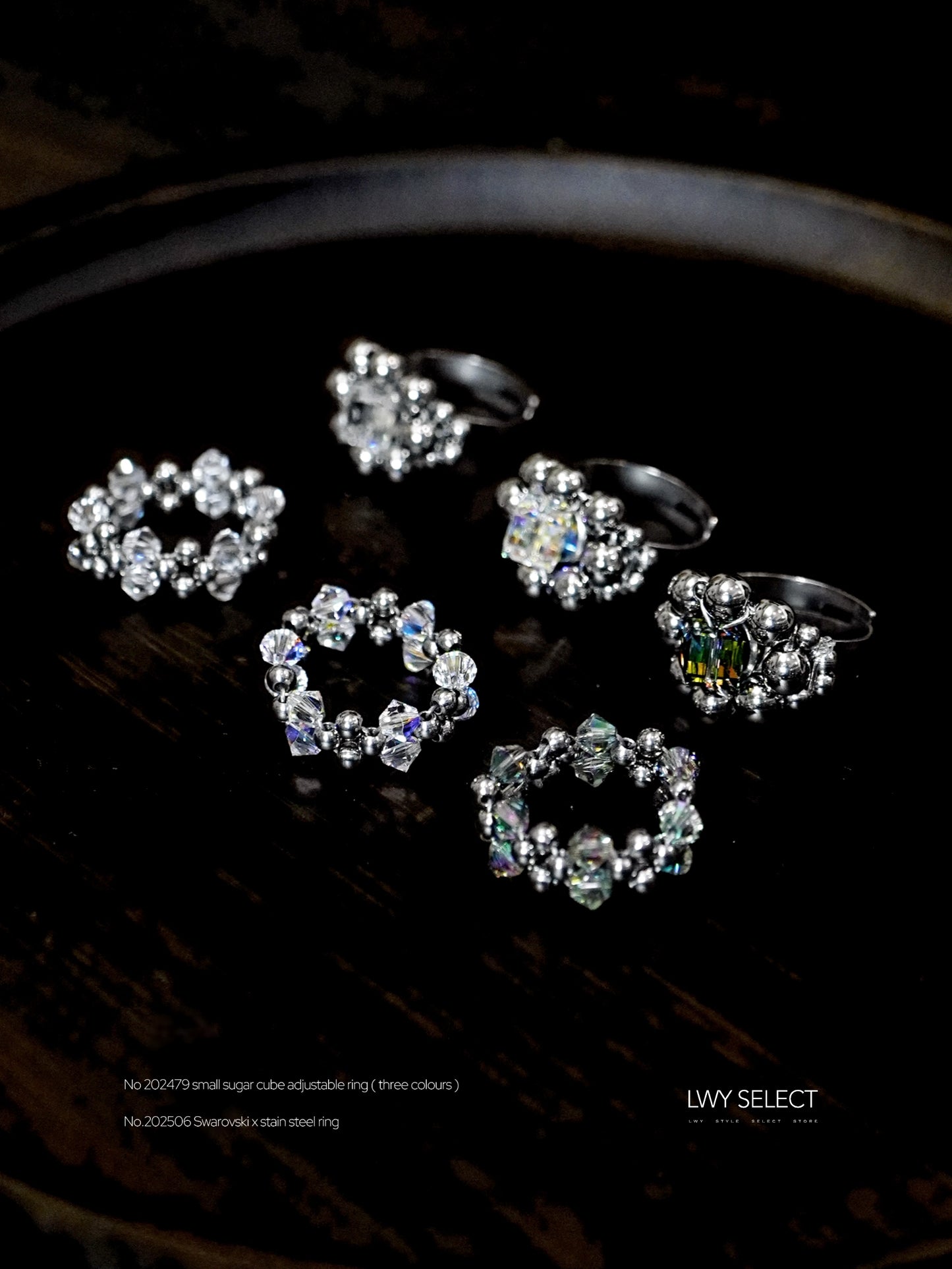 No.202506 Swarovski x stain steel ring ( three colours)(S/M/L)