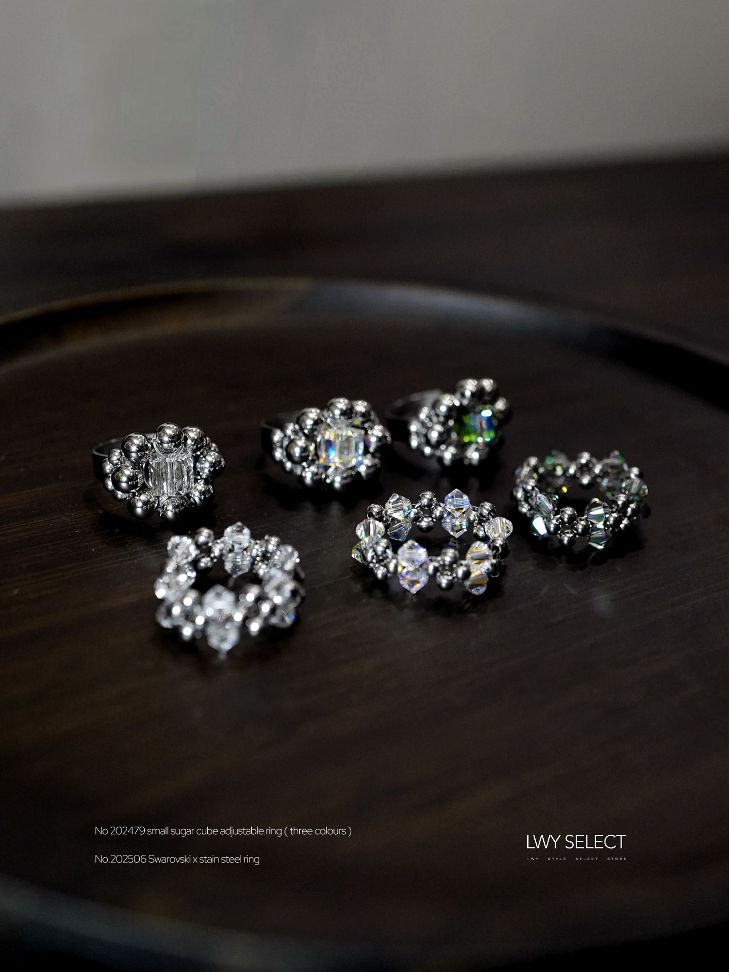 No.202506 Swarovski x stain steel ring ( three colours)(S/M/L)