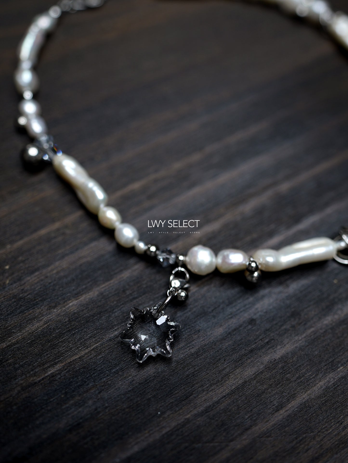 No. 202473 Swarovski x Baroque Pearl x ball x (可拆除)snowflake necklace