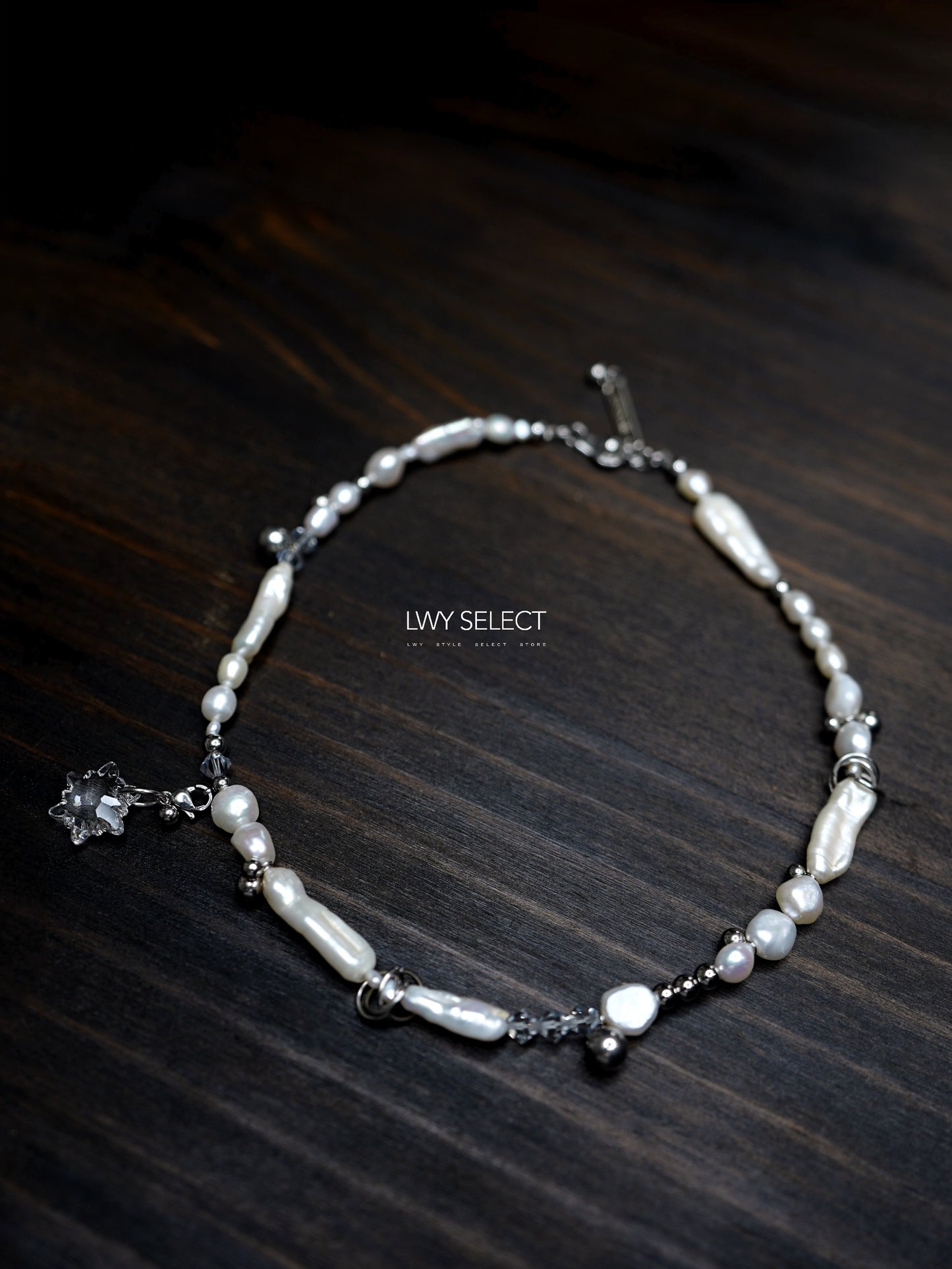No. 202473 Swarovski x Baroque Pearl x ball x (可拆除)snowflake necklace