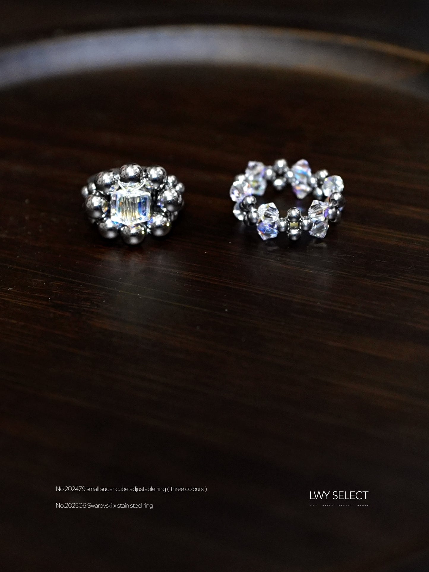 No.202506 Swarovski x stain steel ring ( three colours)(S/M/L)
