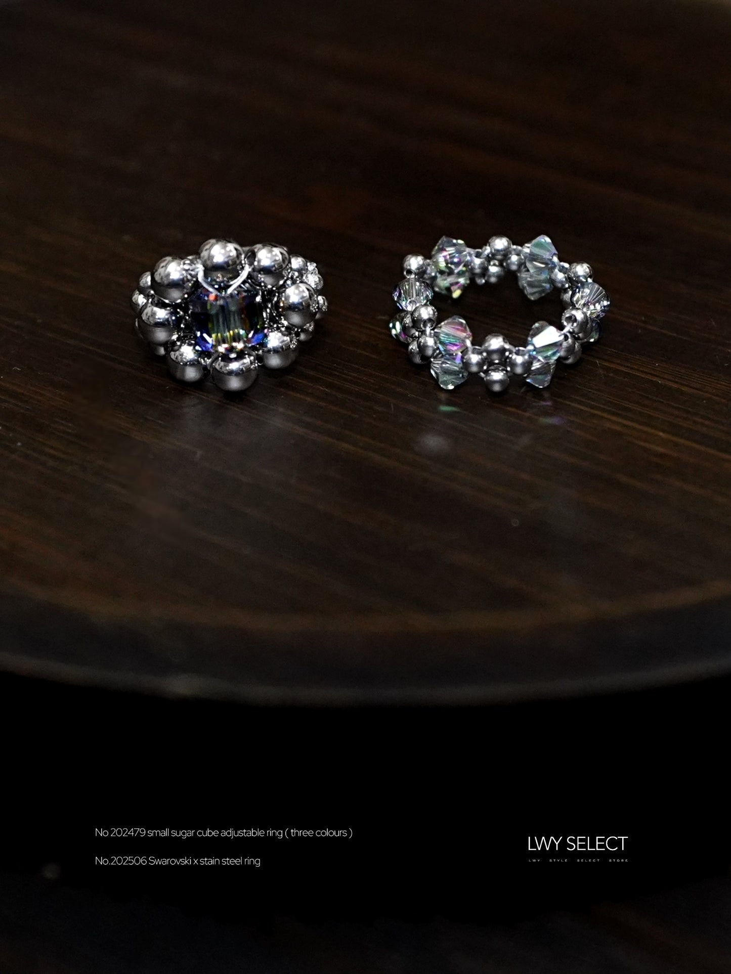 No.202506 Swarovski x stain steel ring ( three colours)(S/M/L)