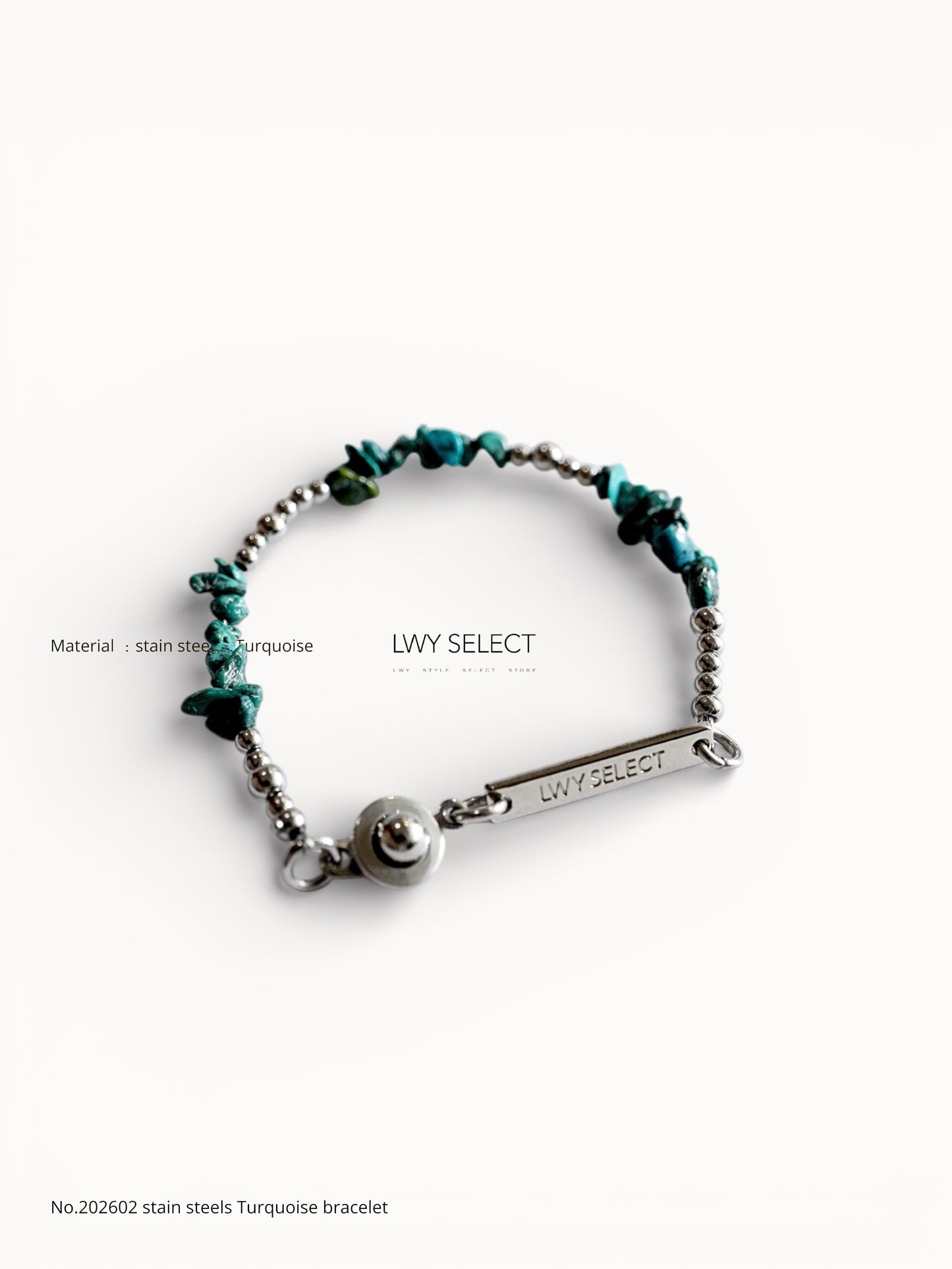 No.202602 stain steels Turquoise bracelet