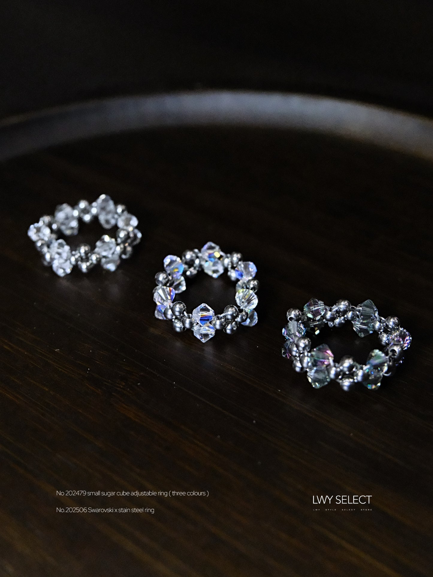 No.202506 Swarovski x stain steel ring ( three colours)(S/M/L)