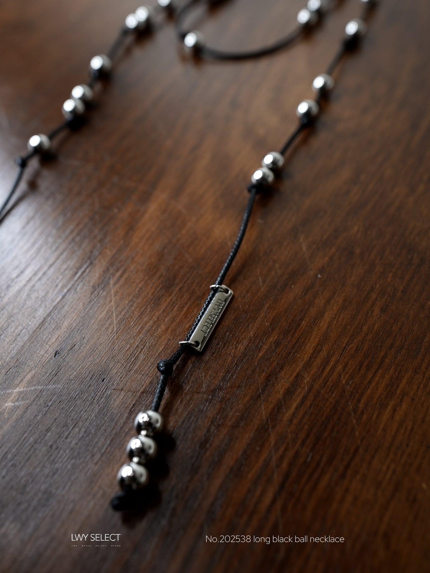 No.202538 long black ball necklace