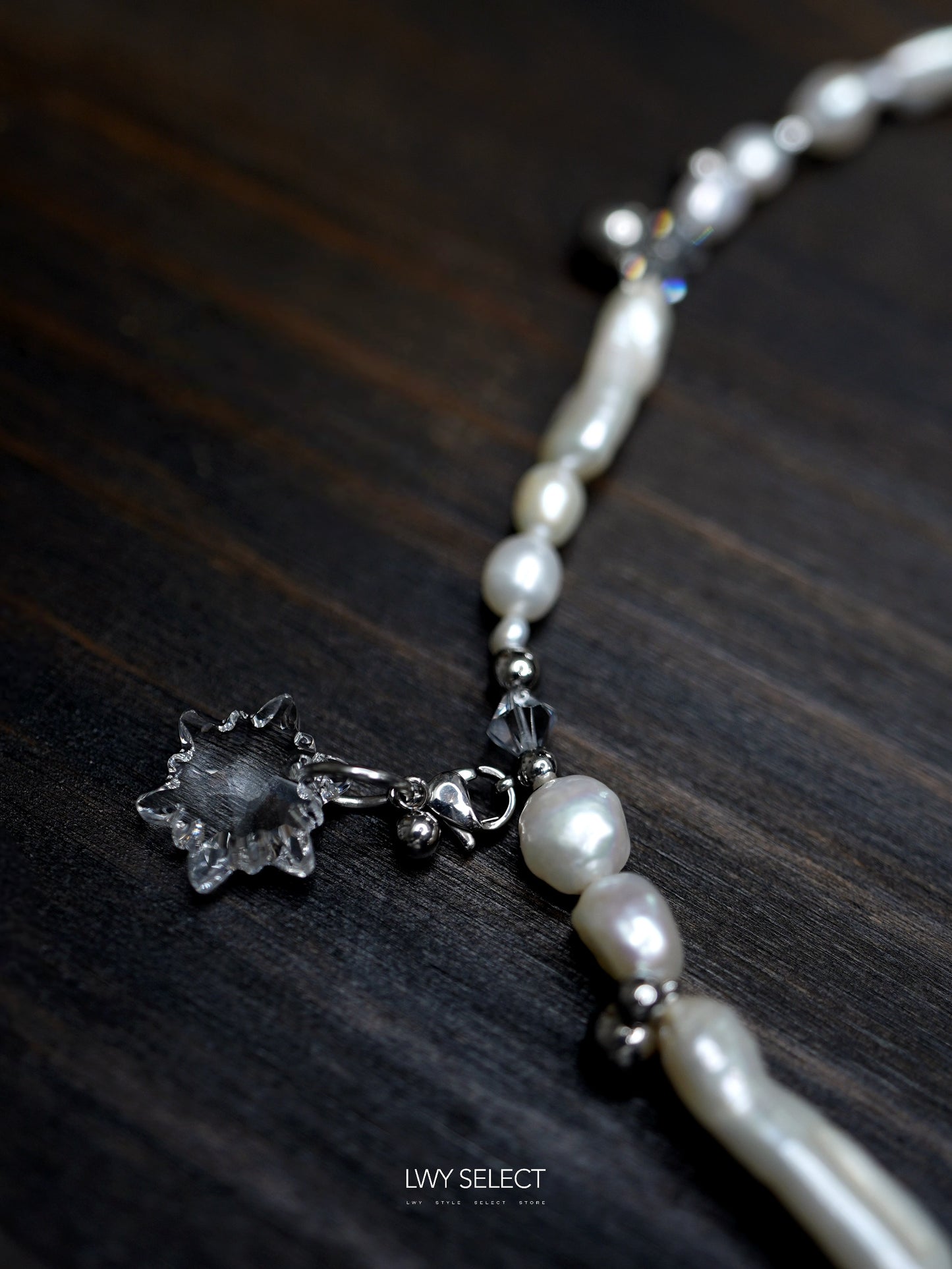 No. 202473 Swarovski x Baroque Pearl x ball x (可拆除)snowflake necklace