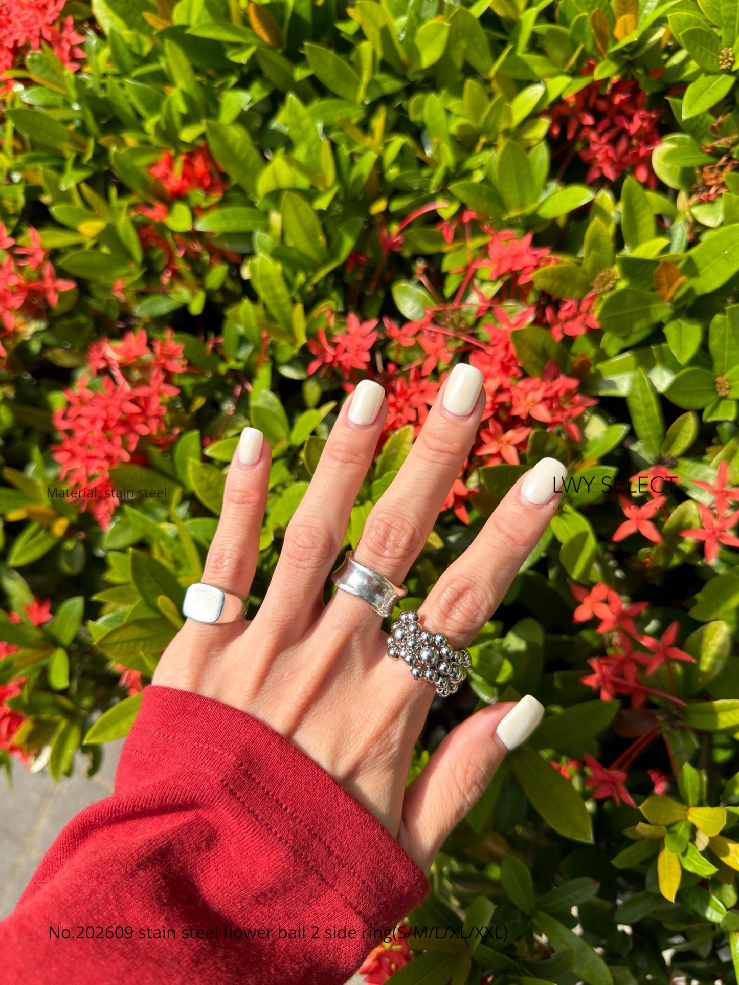 No.202609 stain steel flower ball 2 side ring(S/M/L/XL/XXL)