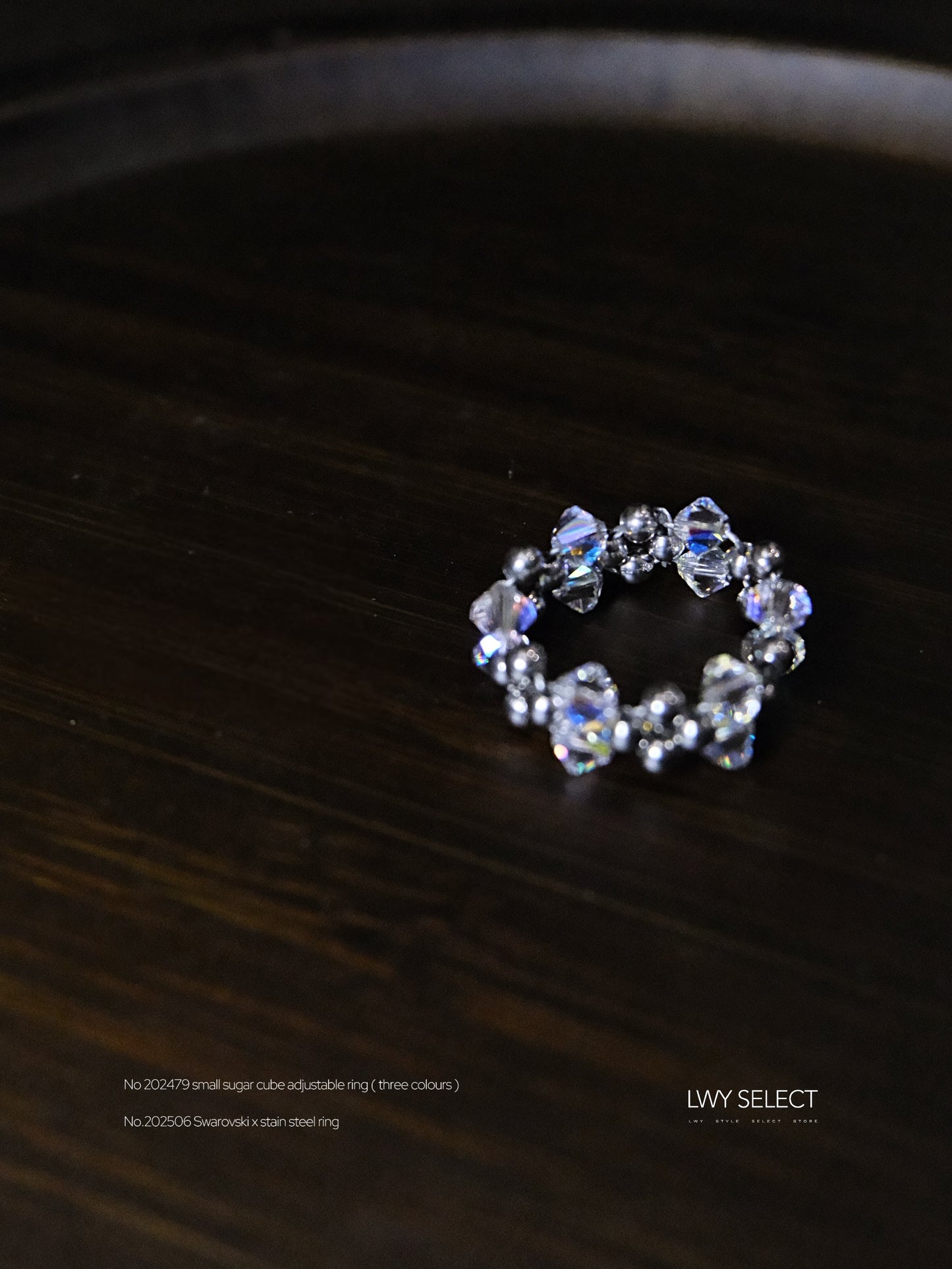 No.202506 Swarovski x stain steel ring ( three colours)(S/M/L)