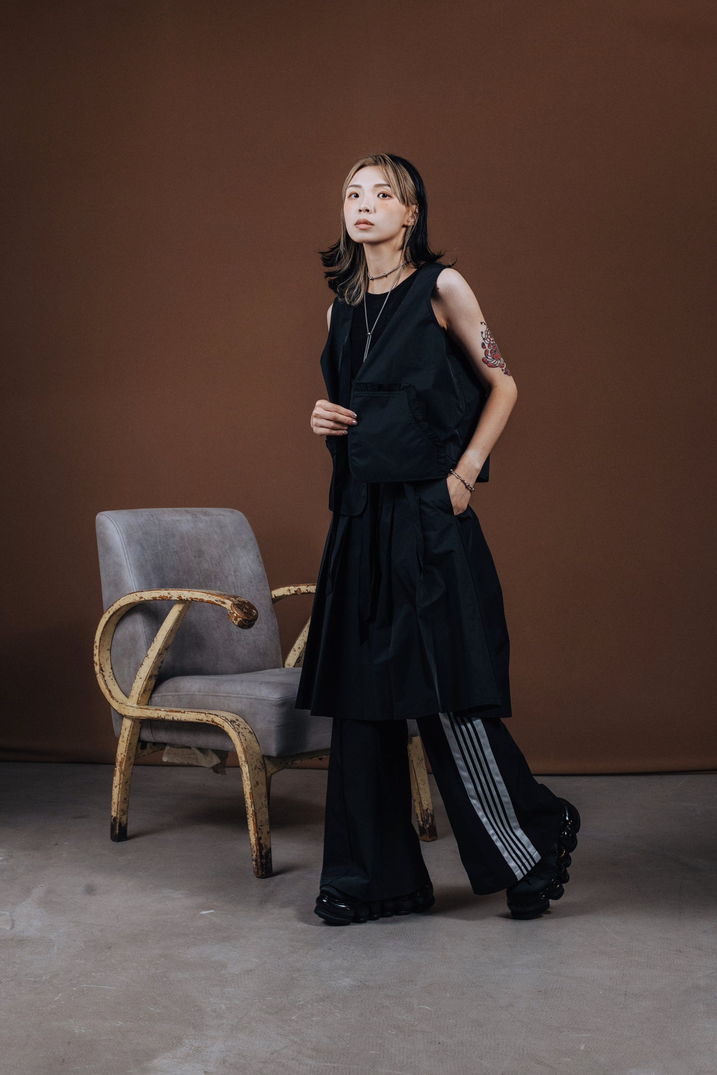 No.202512 Flared sweatpants (black x white) - 2025 June Collection
