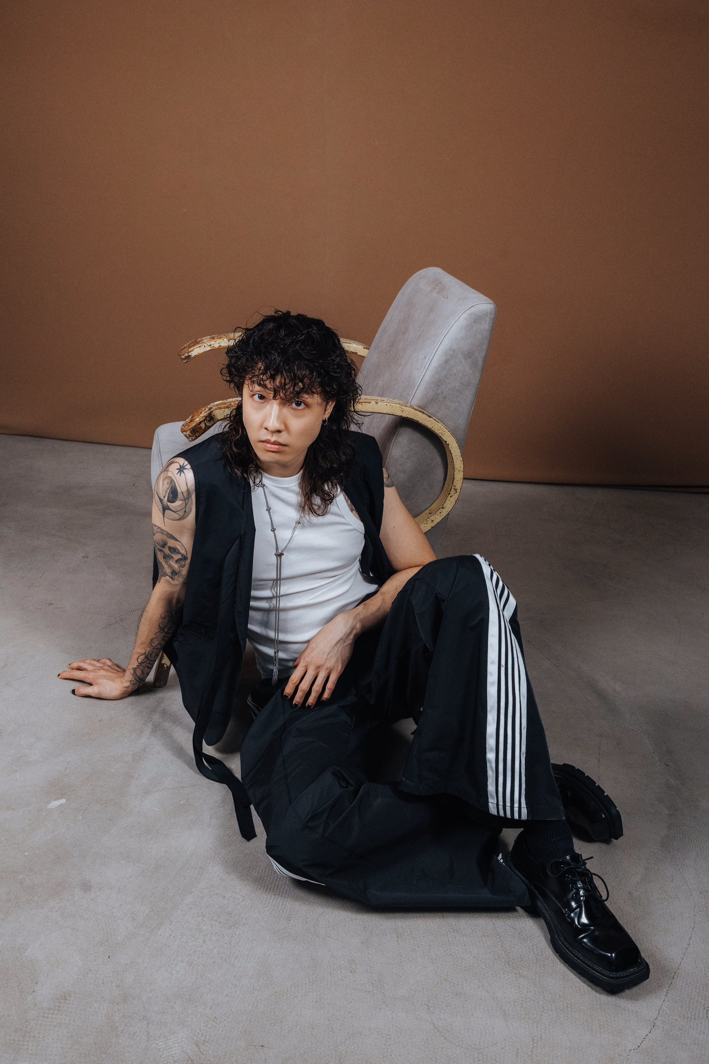 No.202512 Flared sweatpants (black x white) - 2025 June Collection