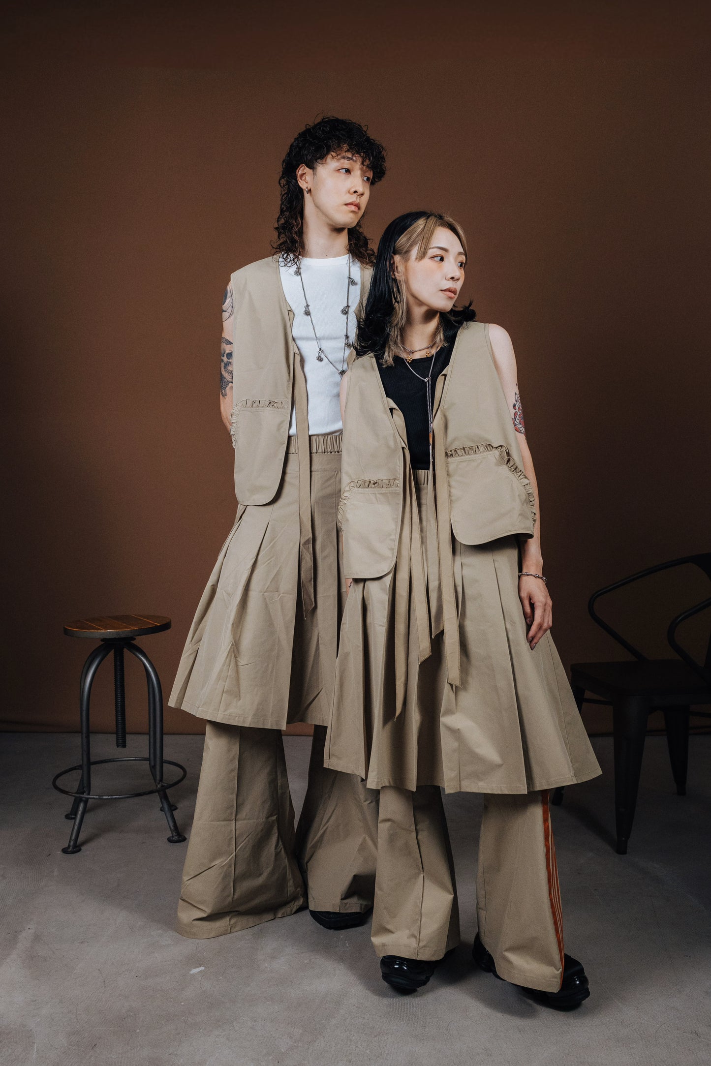 No.202515 Flared sweatpants (beige x orange) - 2025 June Collection