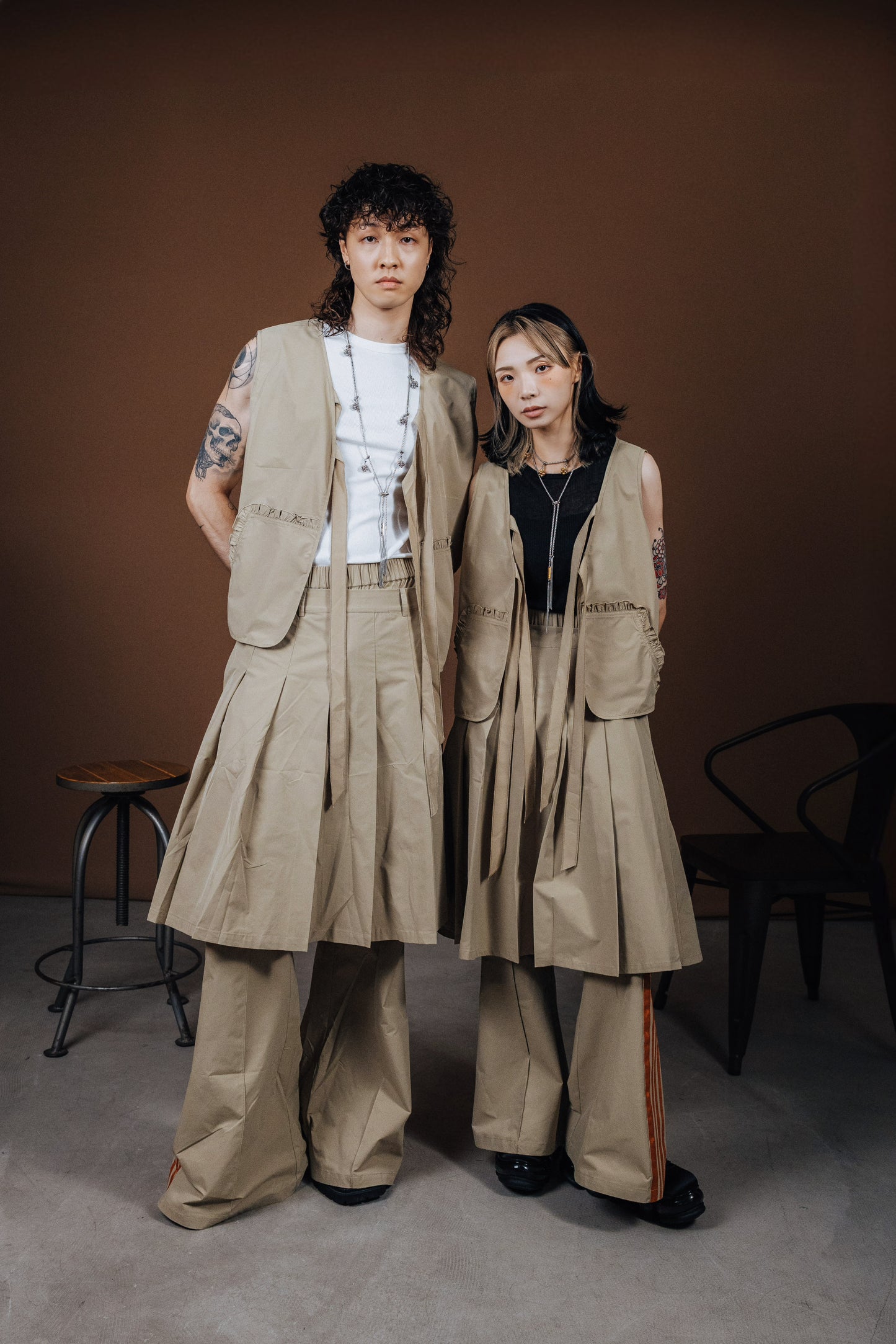 No.202515 Flared sweatpants (beige x orange) - 2025 June Collection