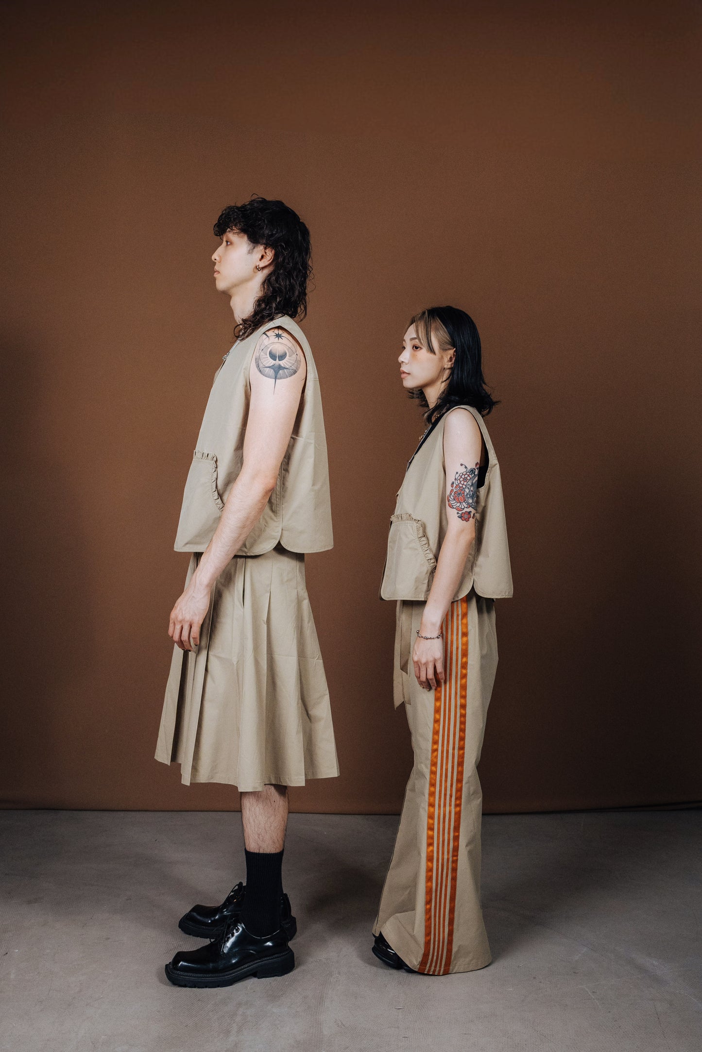 No.202515 Flared sweatpants (beige x orange) - 2025 June Collection
