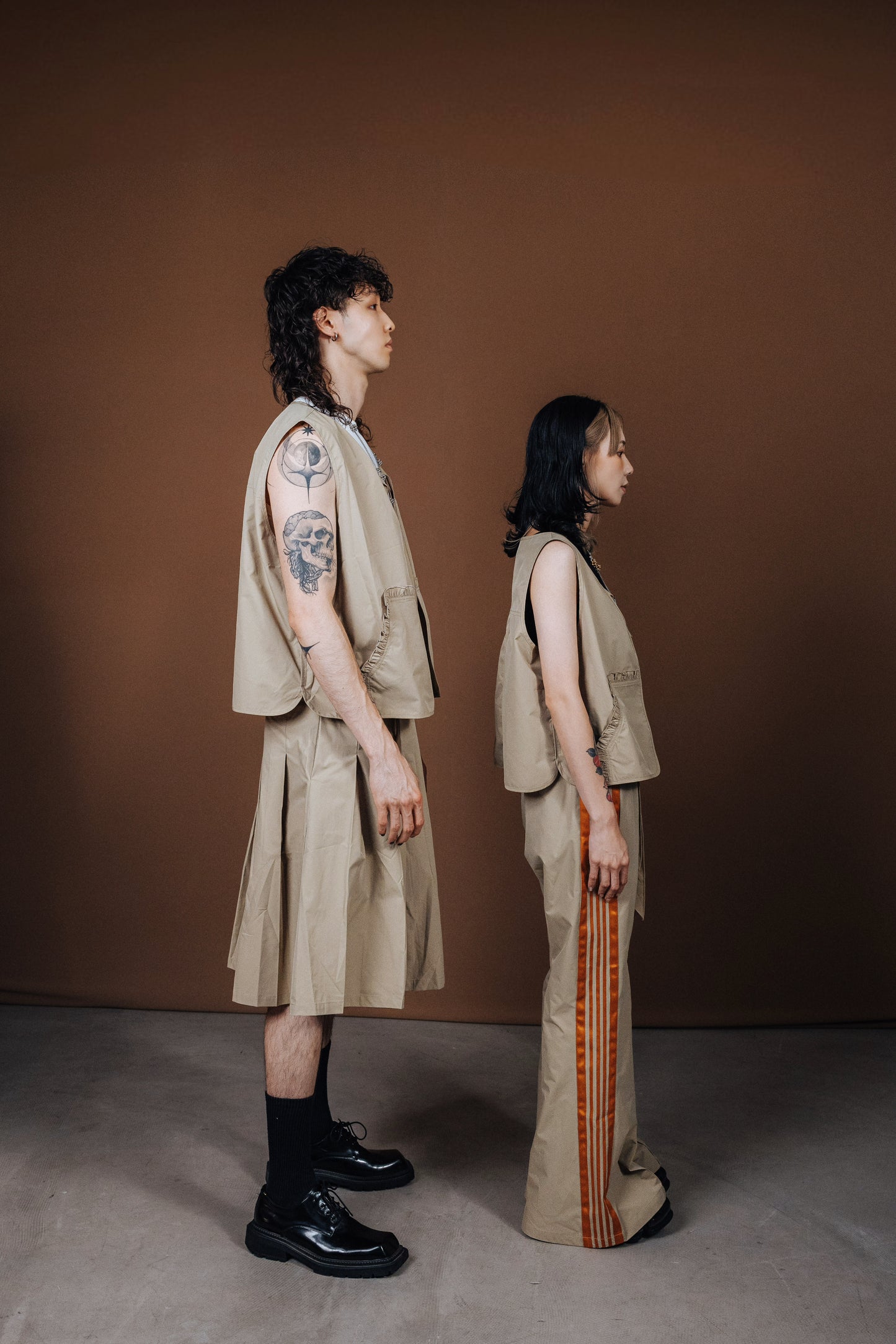 No.202515 Flared sweatpants (beige x orange) - 2025 June Collection