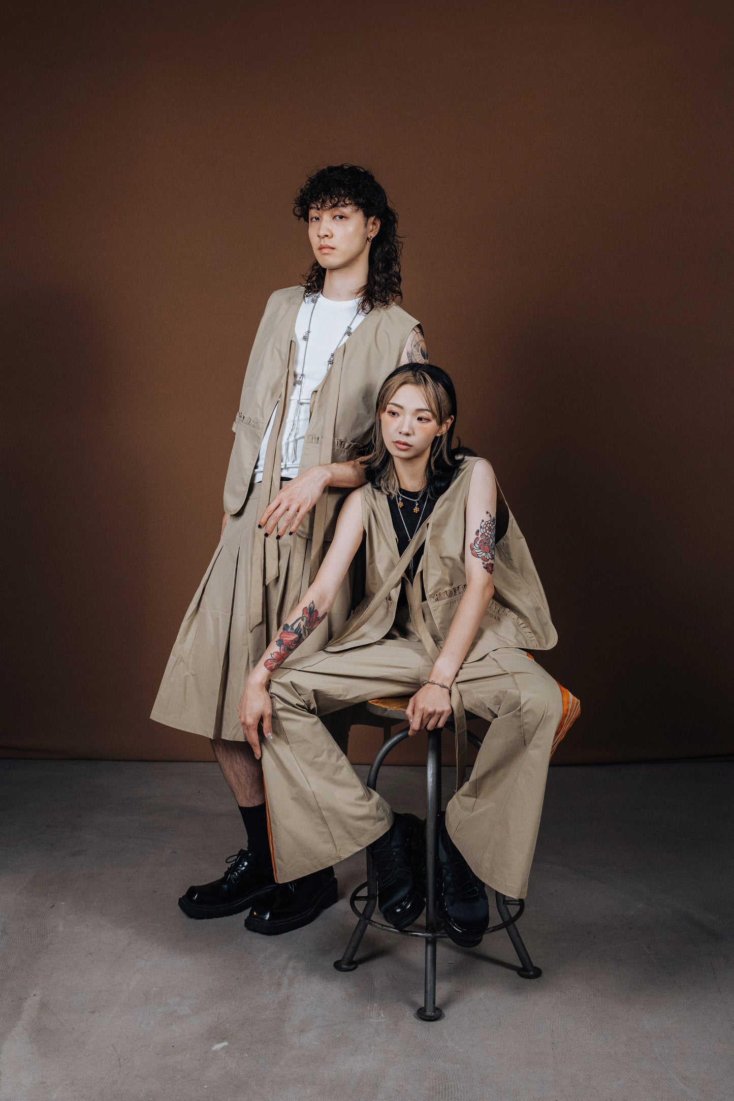 No.202515 Flared sweatpants (beige x orange) - 2025 June Collection