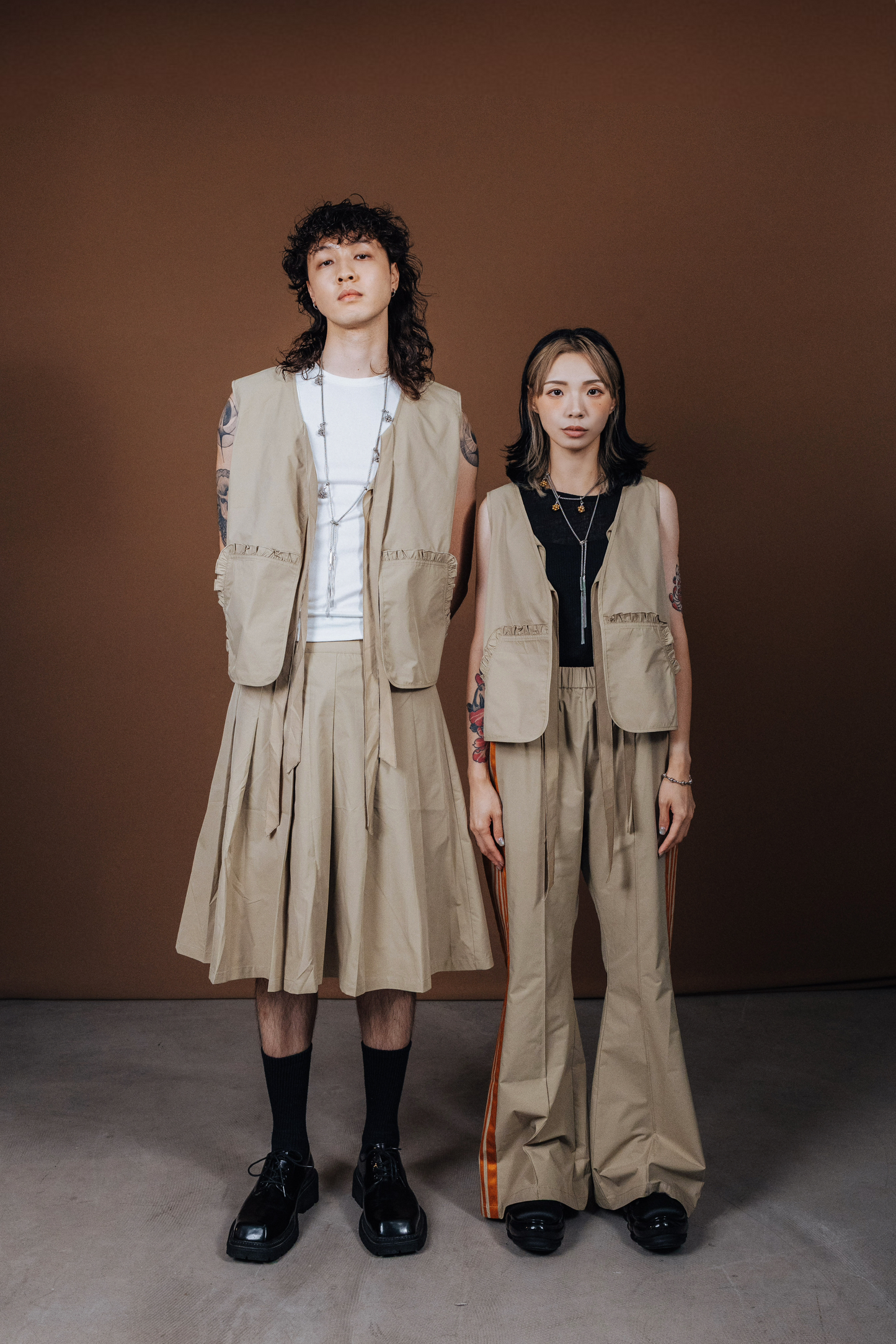 No.202515 Flared sweatpants (beige x orange) - 2025 June Collection