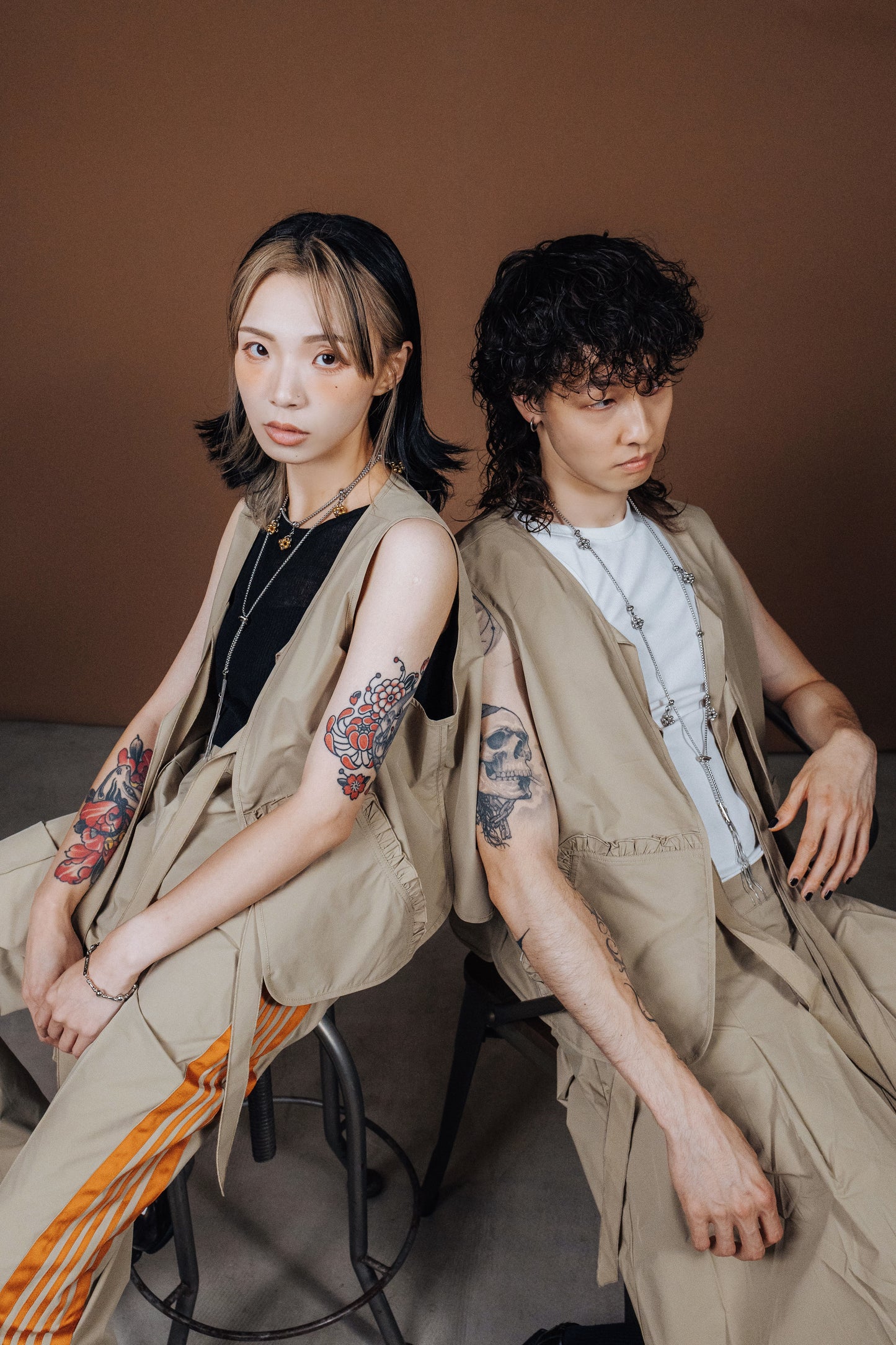 No.202515 Flared sweatpants (beige x orange) - 2025 June Collection