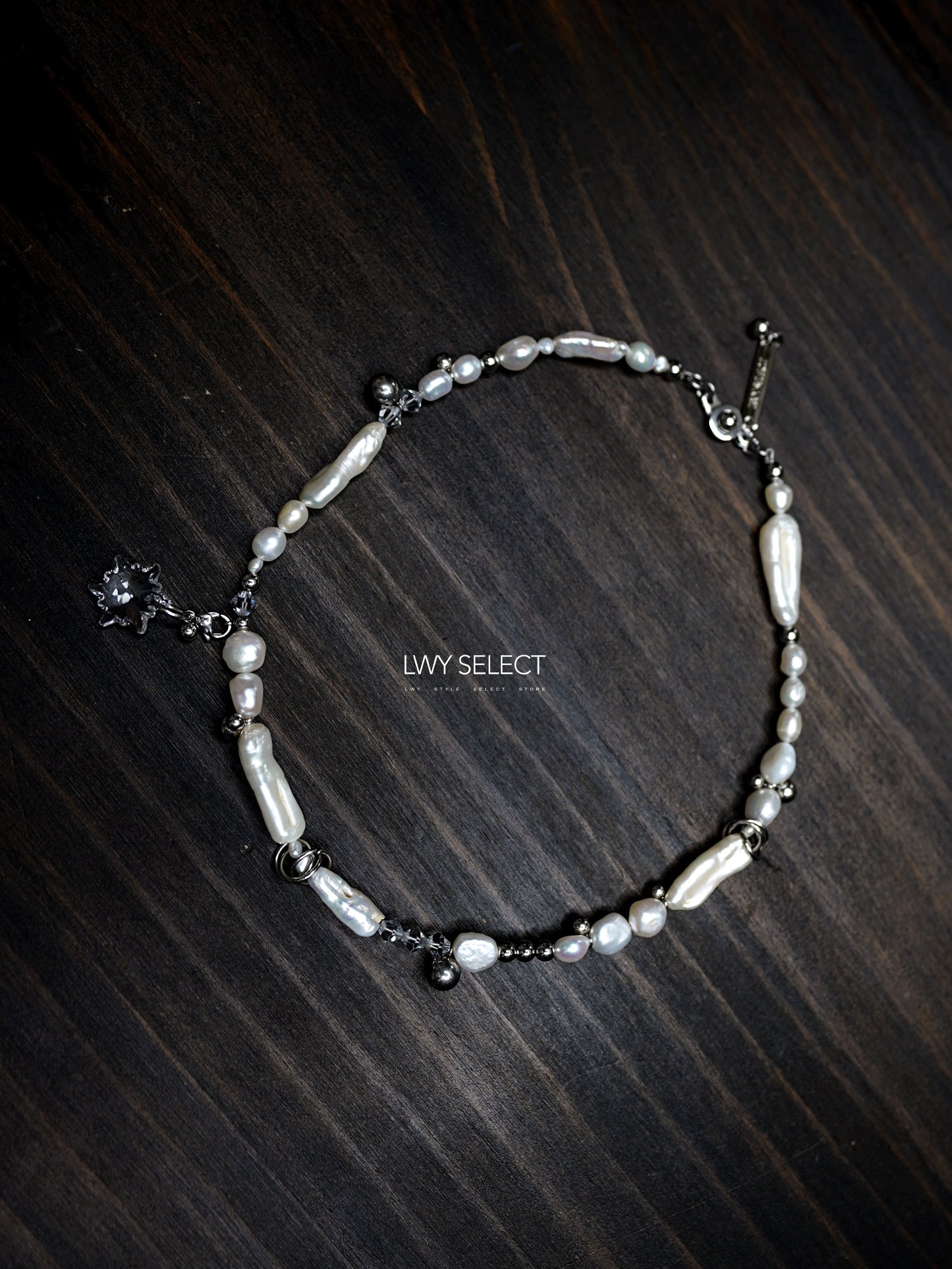 No. 202473 Swarovski x Baroque Pearl x ball x （可拆除）snowflake necklace