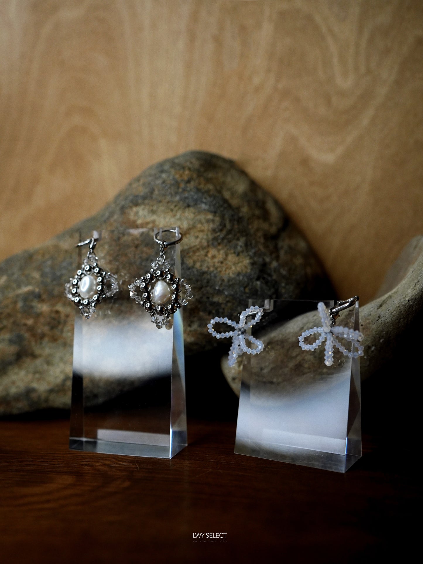 No.202528 Pearl x steal ball oval charms