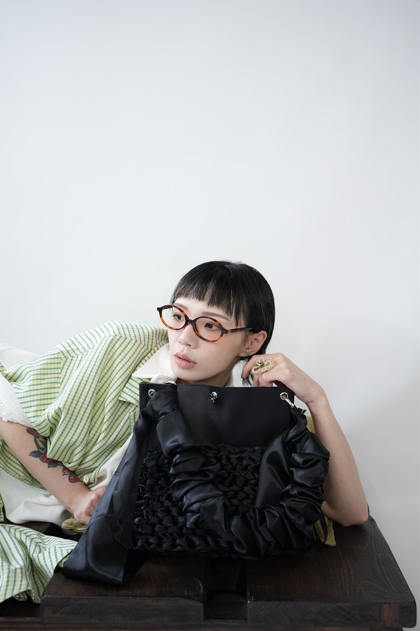 No.202426 Black leather riboon bag - 2024 August collection