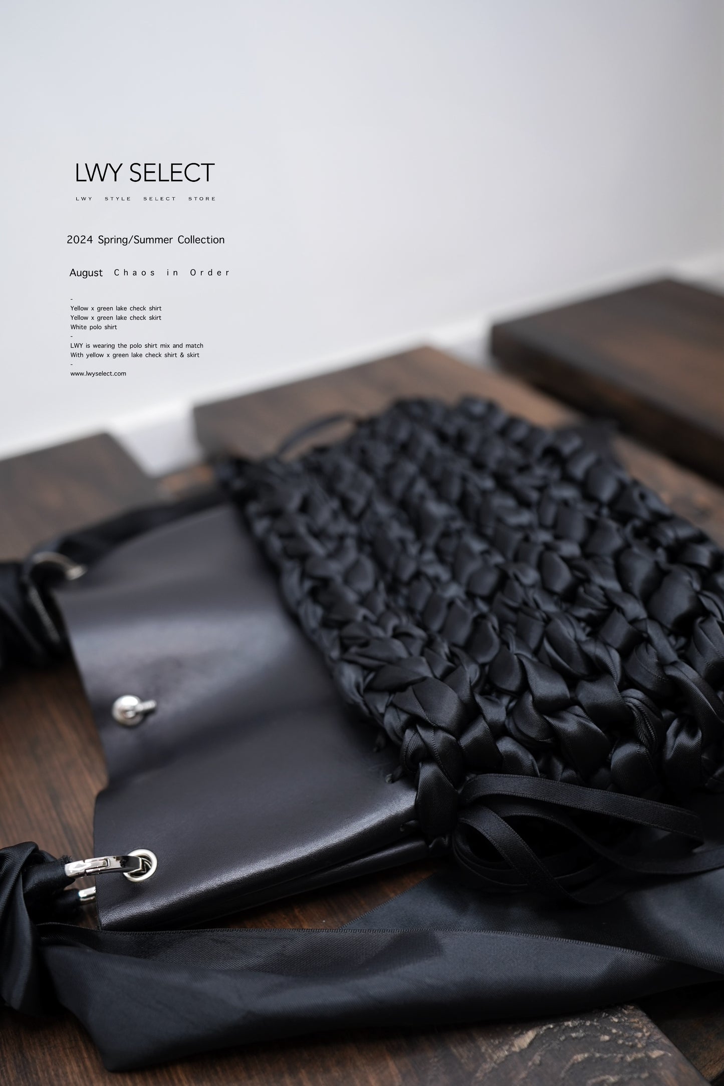 No.202426 Black leather riboon bag - 2024 August collection