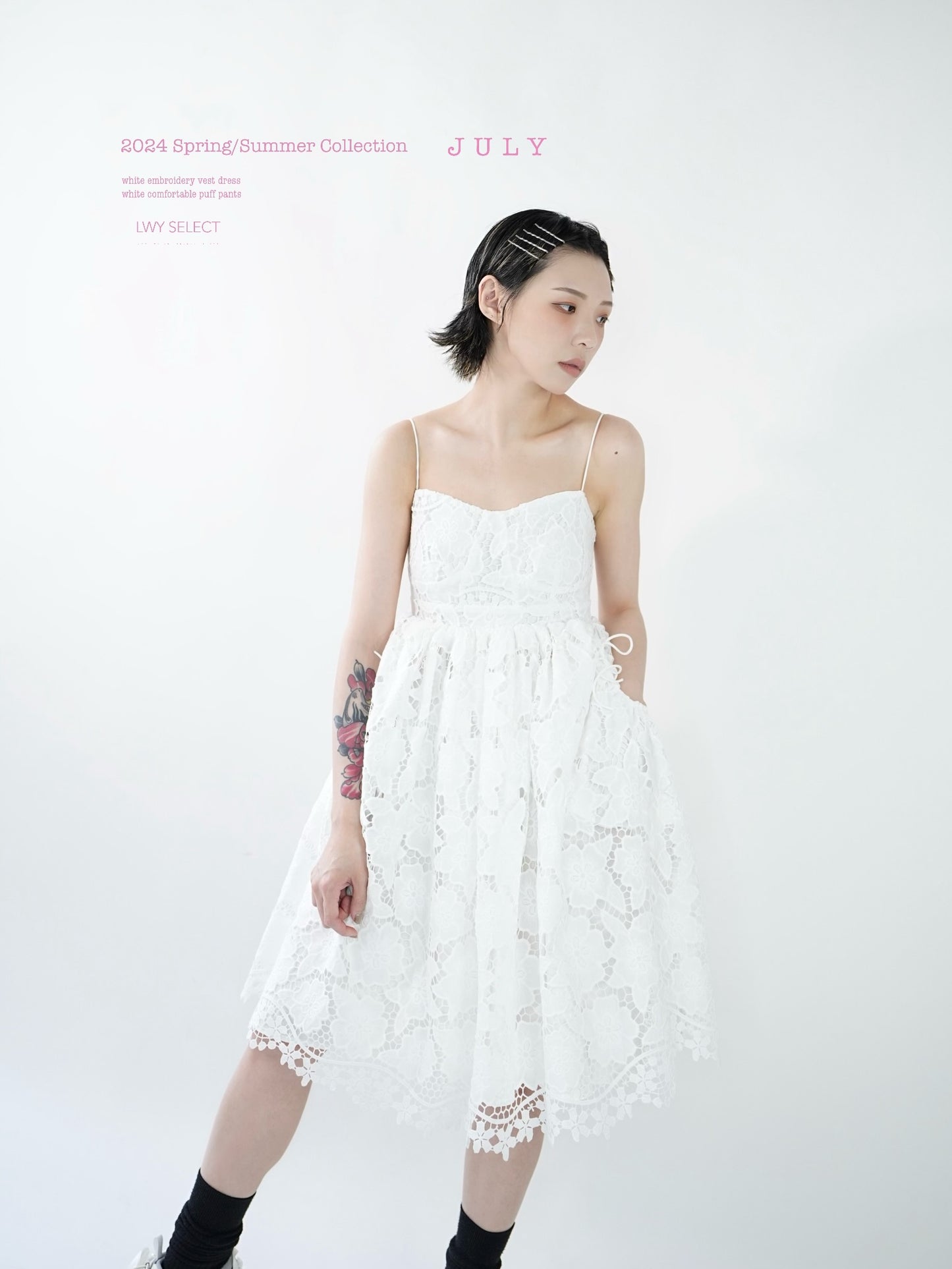 No.202420 white embroidery vest dress - 2024 July Collection