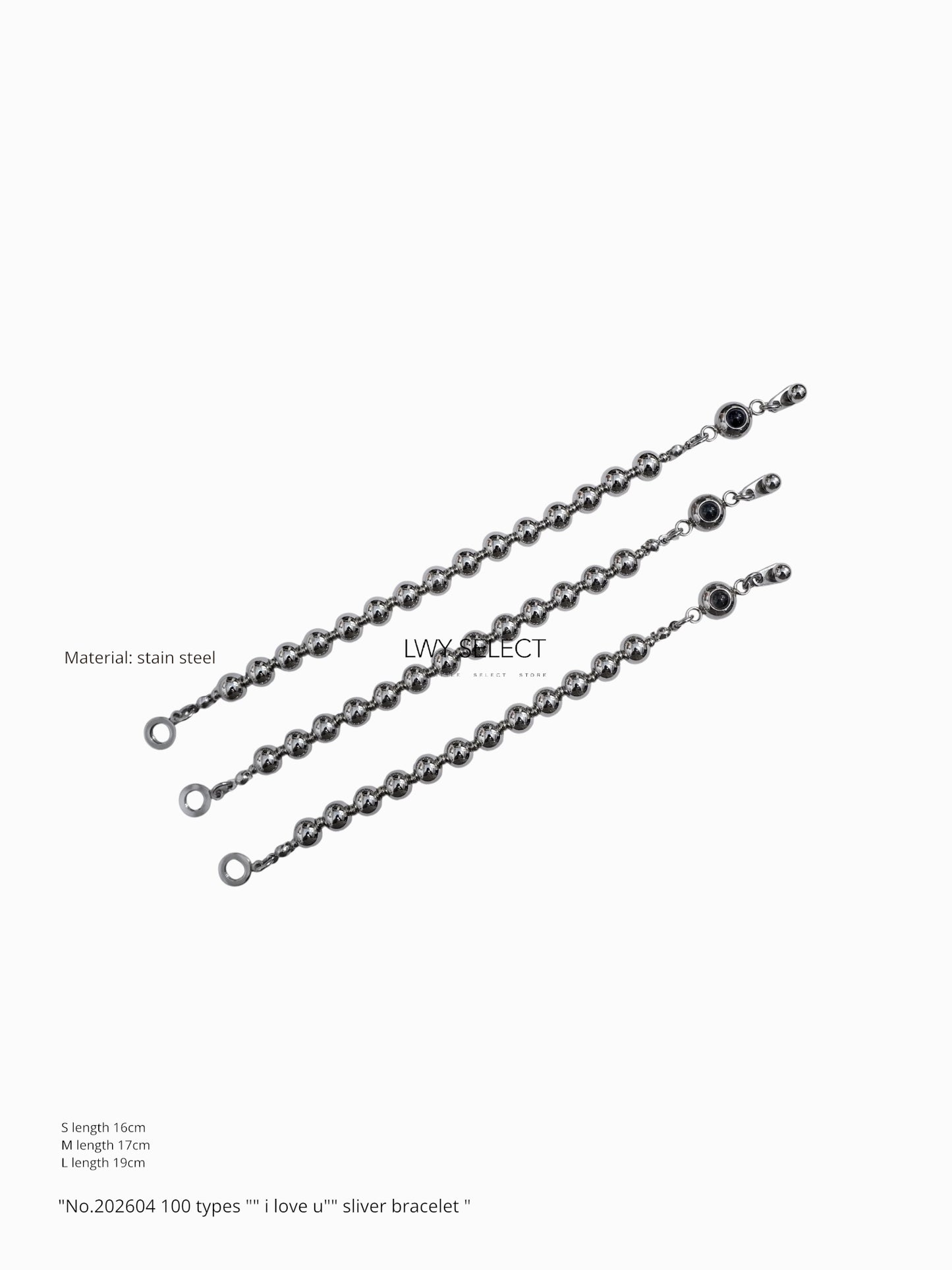 No.202604 100 types " i love u" sliver bracelet