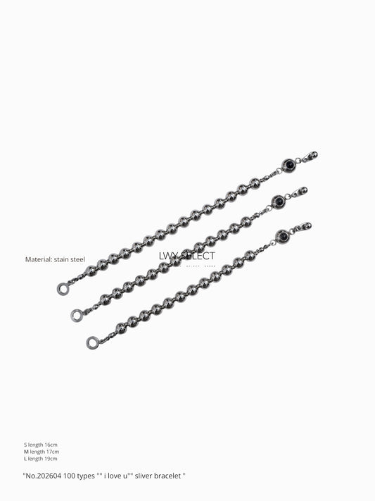 No.202604 100 types " i love u" sliver bracelet
