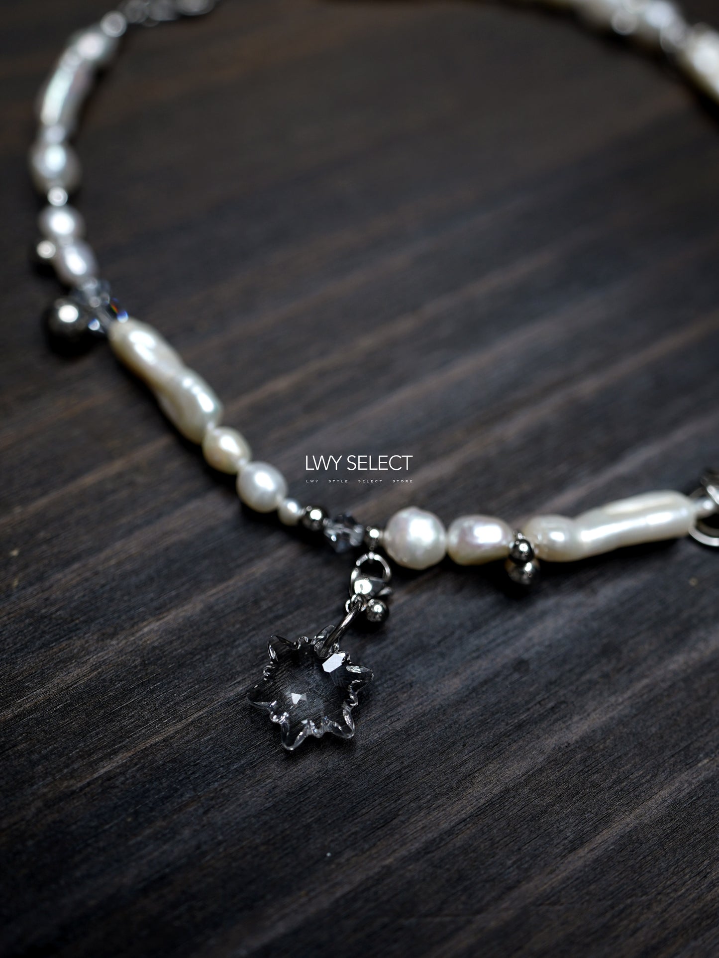 No. 202473 Swarovski x Baroque Pearl x ball x （可拆除）snowflake necklace