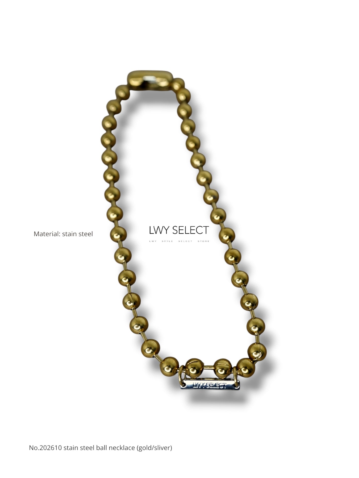 No.202510 stain steel ball necklace (gold/sliver)