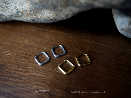No.202531 stain steel earrings (square ）(per one)