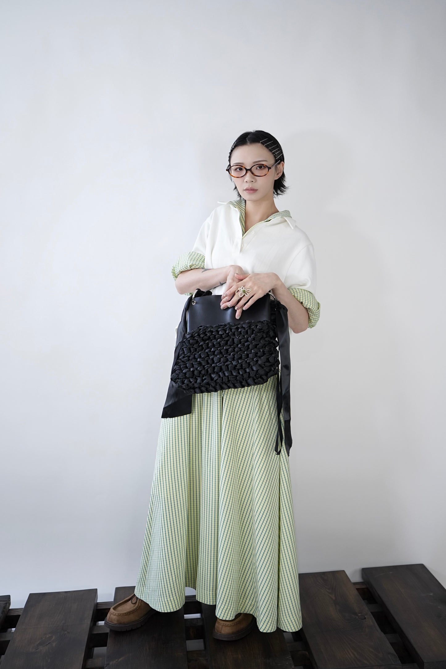 No.202426 Black leather riboon bag - 2024 August collection