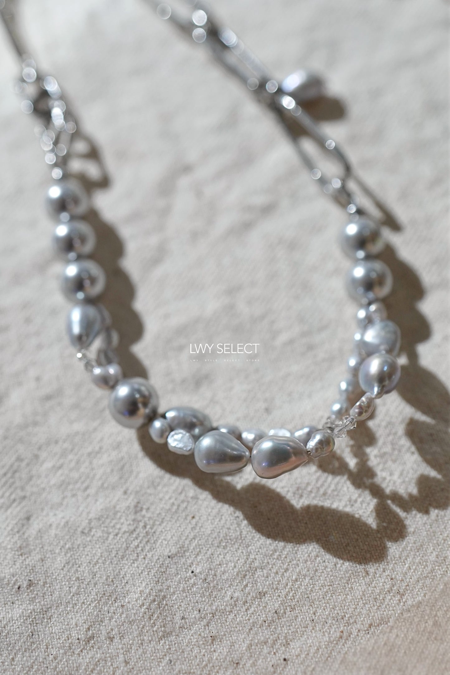 No.202437 Swarovski x grey pearl x pin necklace