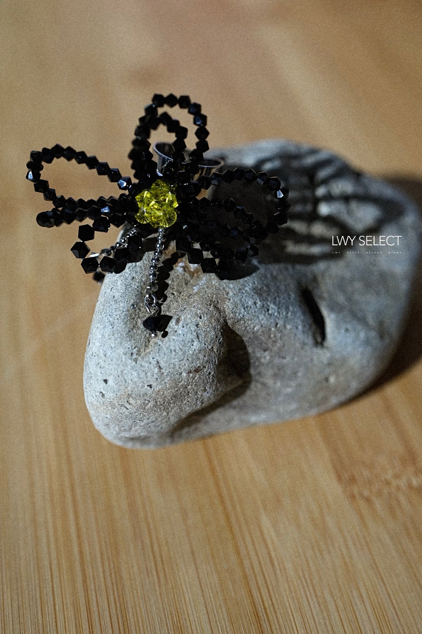 No.202435 Black x Yellow Swarovski Phalaenopsis ring