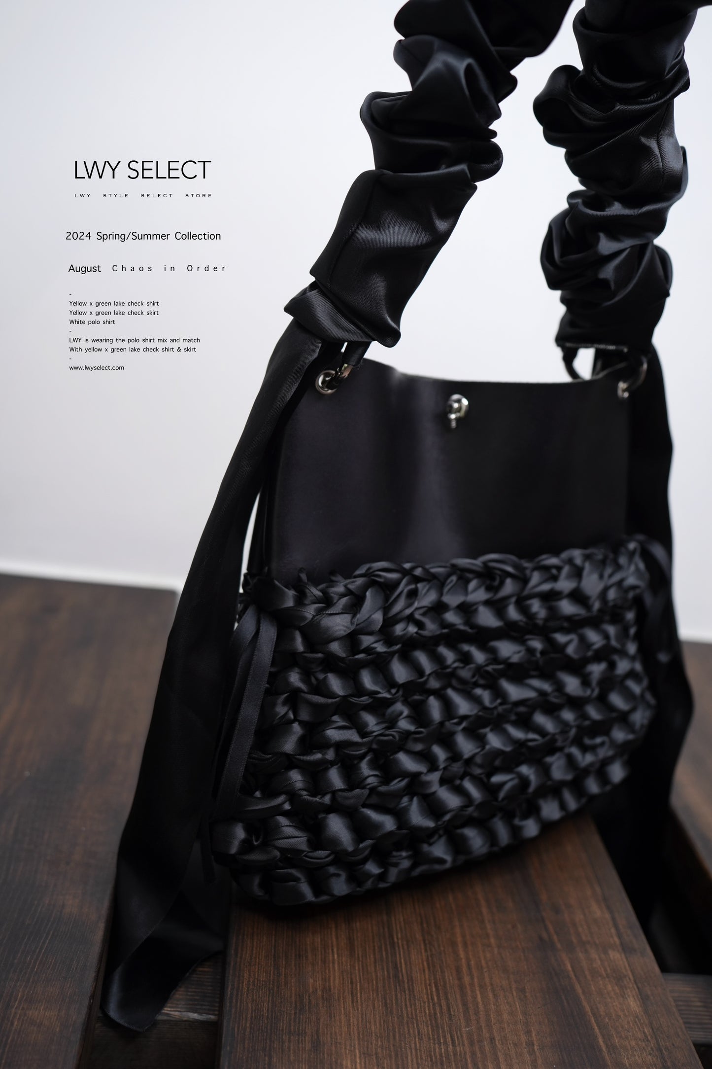 No.202426 Black leather riboon bag - 2024 August collection