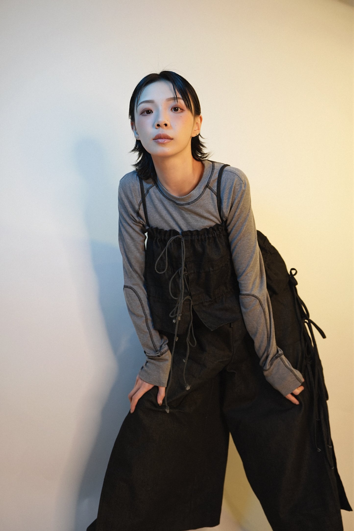 No.202452 rope denim vest top (black) - 2024 October collection