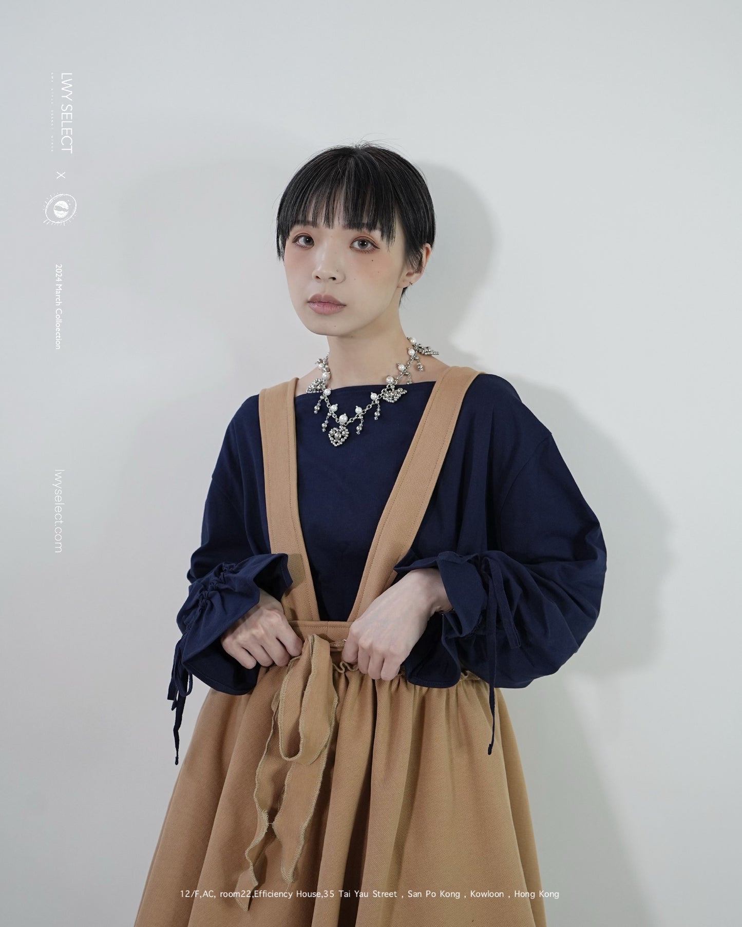 No.202403 navy方領棉質長袖上衣 - 2024 March collection