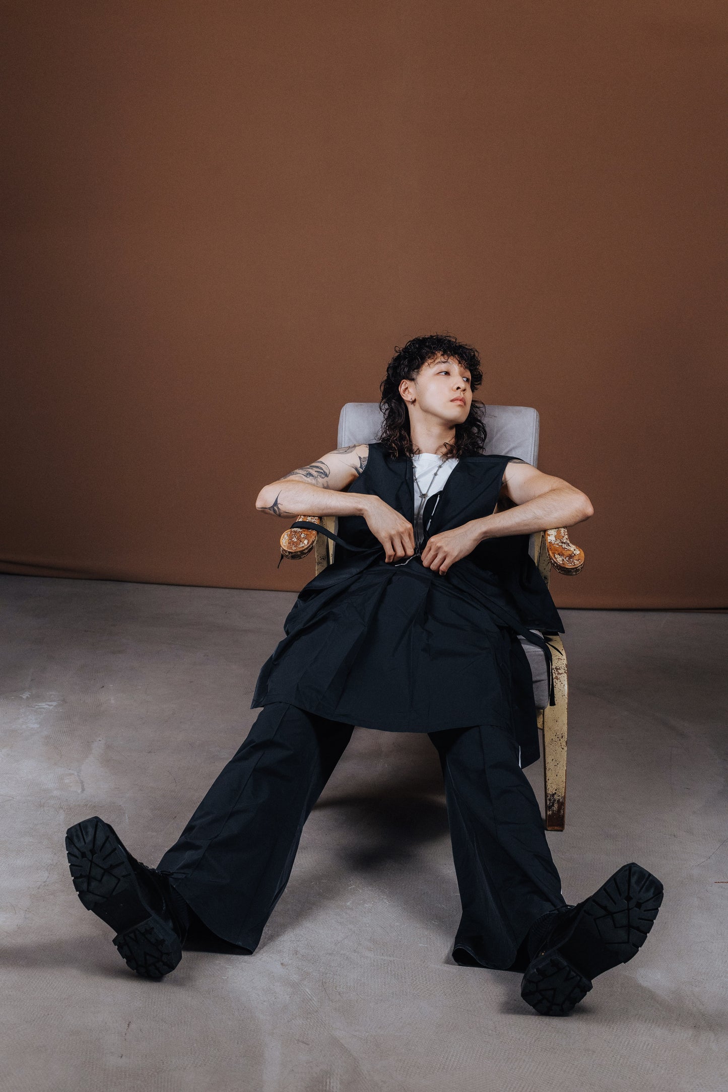 No.202512 Flared sweatpants (black x white) - 2025 June Collection