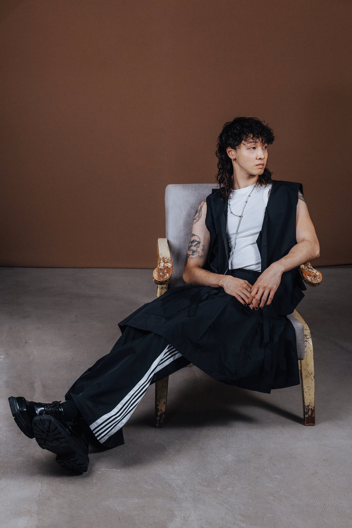 No.202512 Flared sweatpants (black x white) - 2025 June Collection