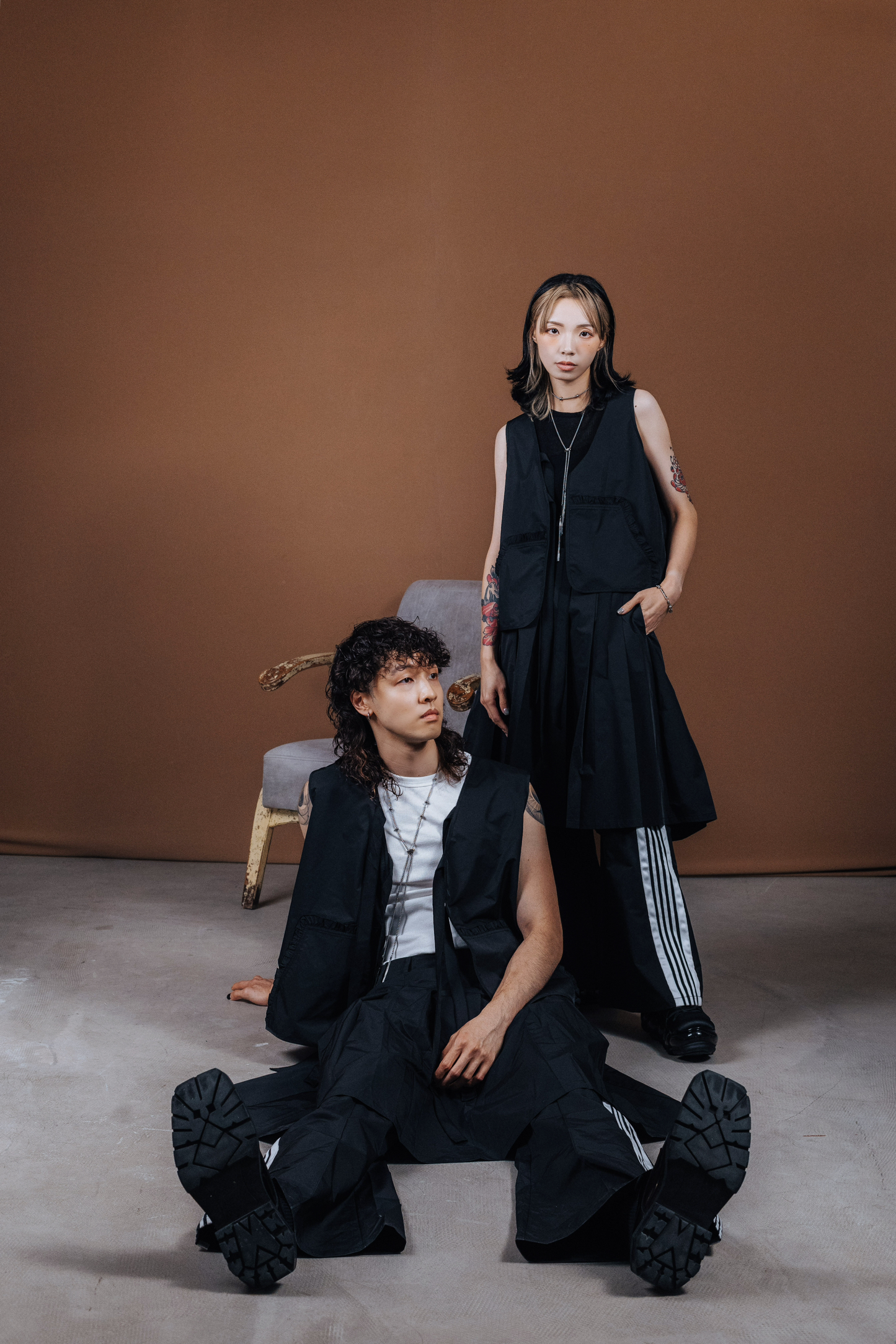 No.202512 Flared sweatpants (black x white) - 2025 June Collection