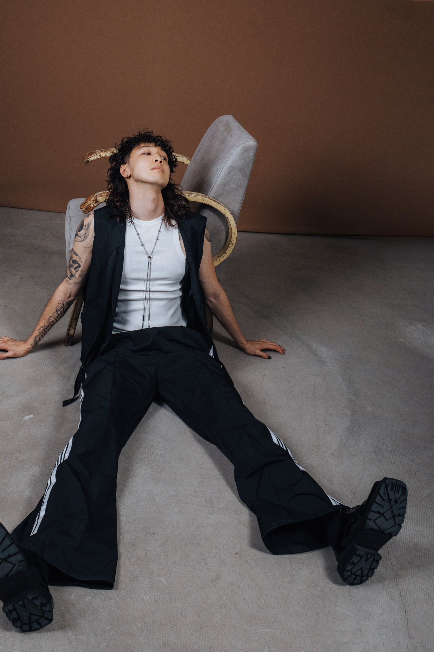 No.202512 Flared sweatpants (black x white) - 2025 June Collection