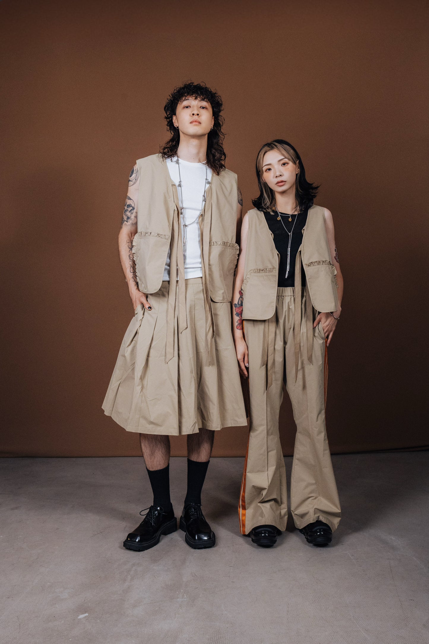 No.202515 Flared sweatpants (beige x orange) - 2025 June Collection