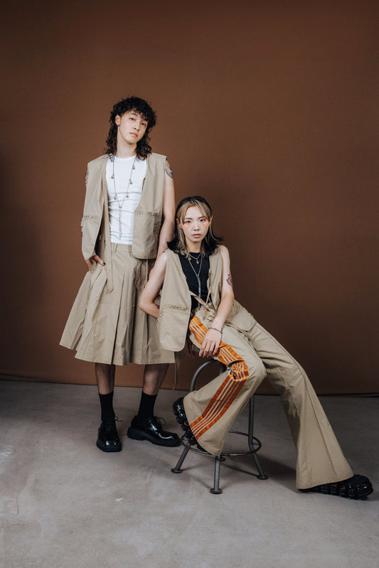 No.202515 Flared sweatpants (beige x orange) - 2025 June Collection