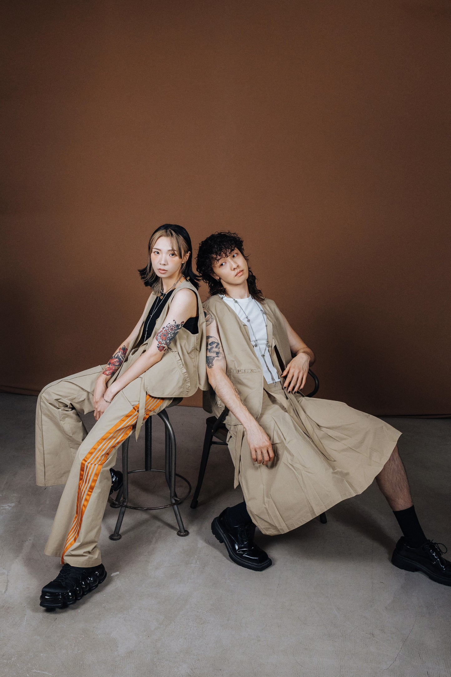 No.202515 Flared sweatpants (beige x orange) - 2025 June Collection