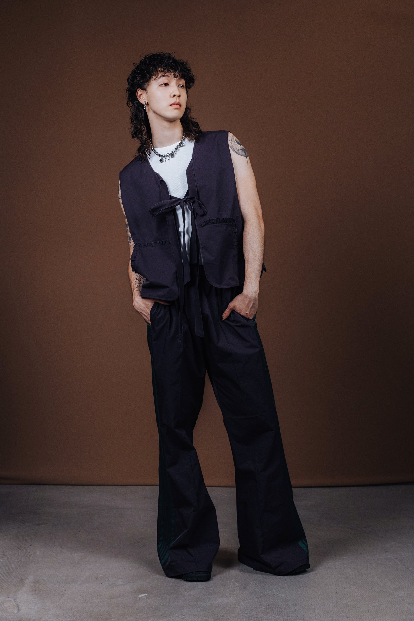 No.202518 Flared sweatpants (purple x dark green) - 2025 June Collection