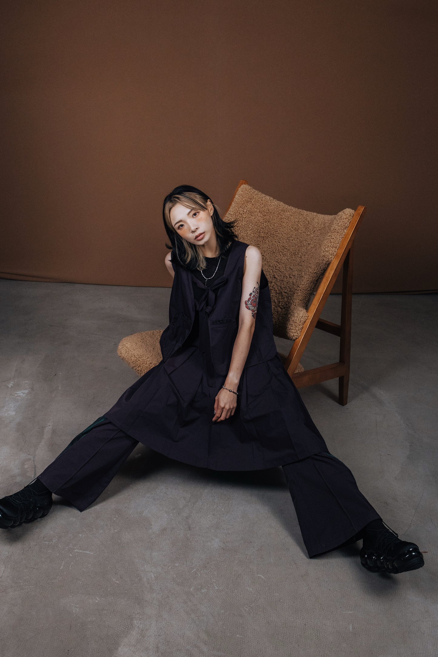 No.202518 Flared sweatpants (purple x dark green) - 2025 June Collection