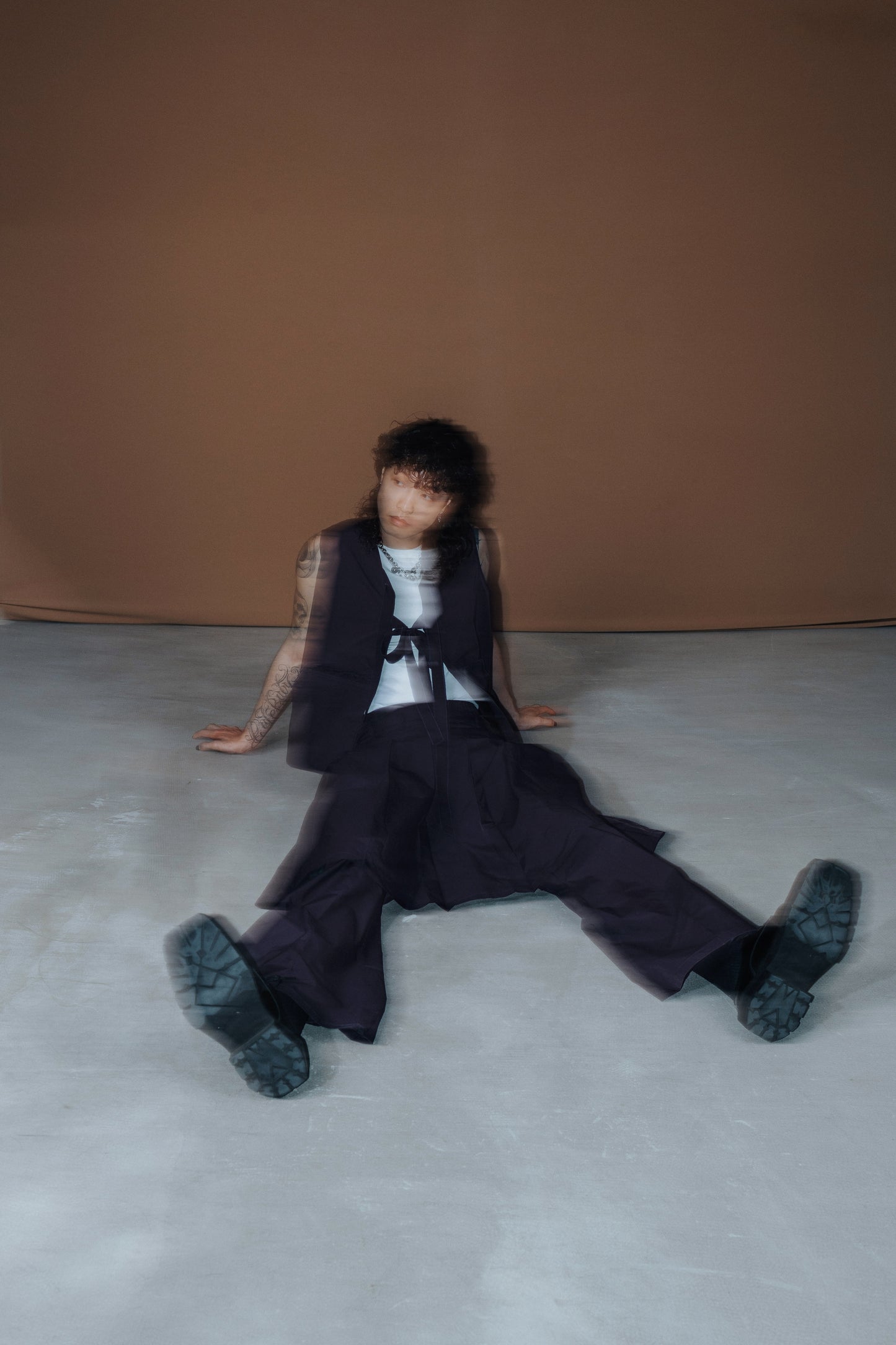 No.202518 Flared sweatpants (purple x dark green) - 2025 June Collection