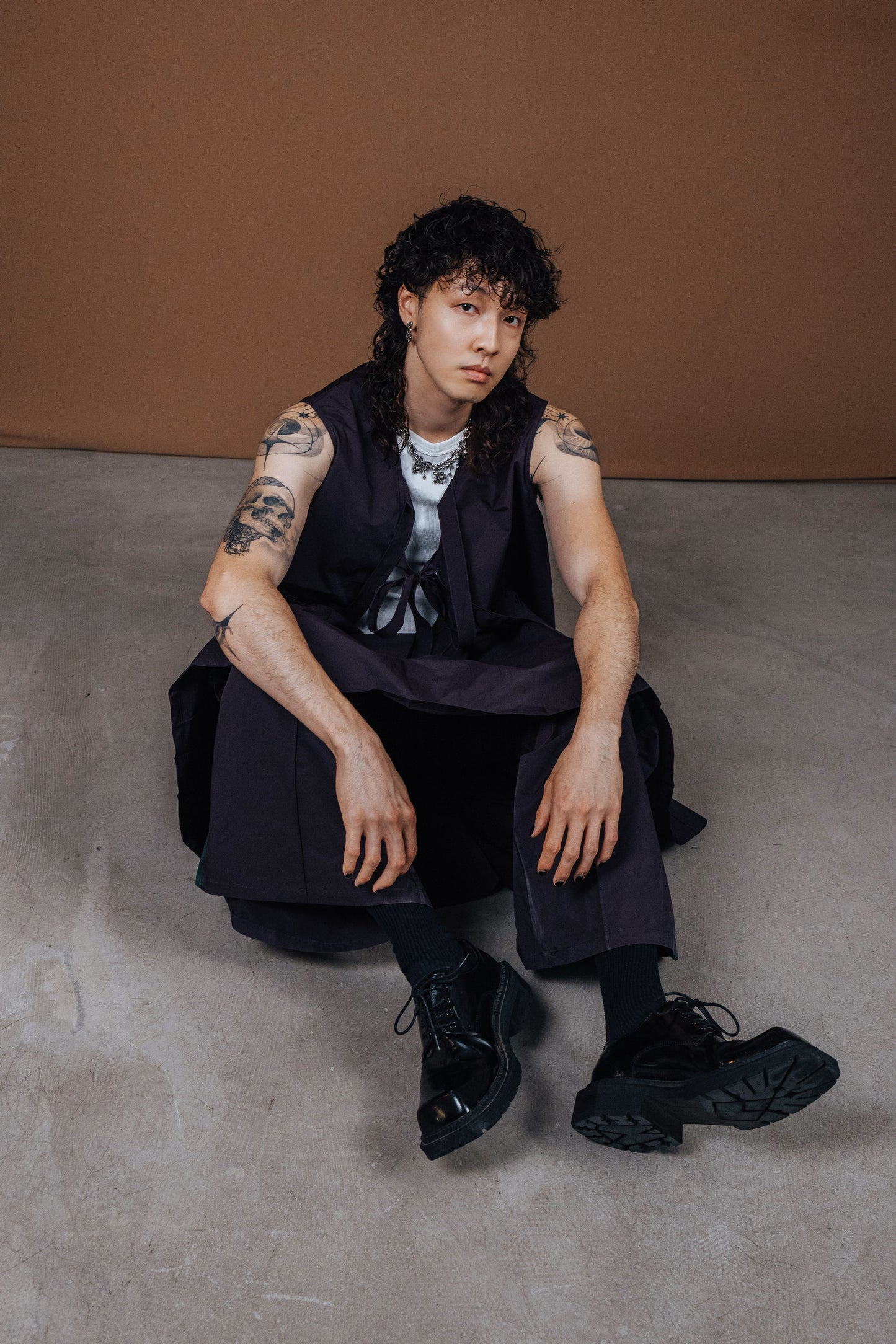 No.202518 Flared sweatpants (purple x dark green) - 2025 June Collection