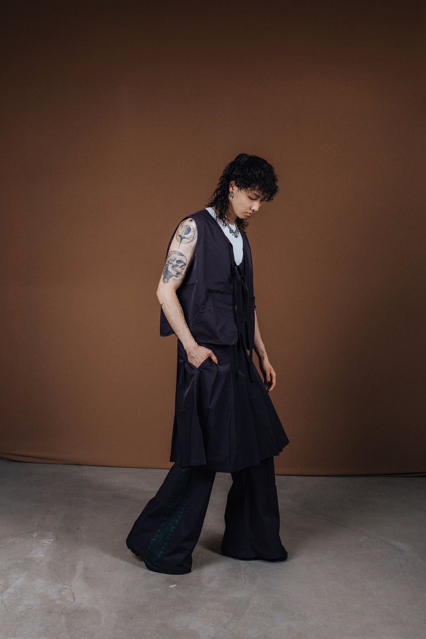 No.202518 Flared sweatpants (purple x dark green) - 2025 June Collection